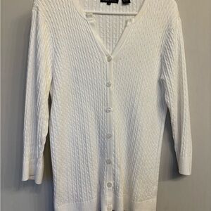 JEANNE PIERRE Cream Cable-Knit Button Front Cardigan